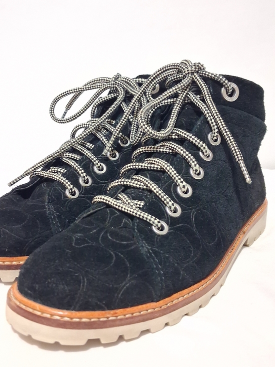 Coach Shoes - Coach Ester Embossed Black Suede Booties Womens Size 7.5